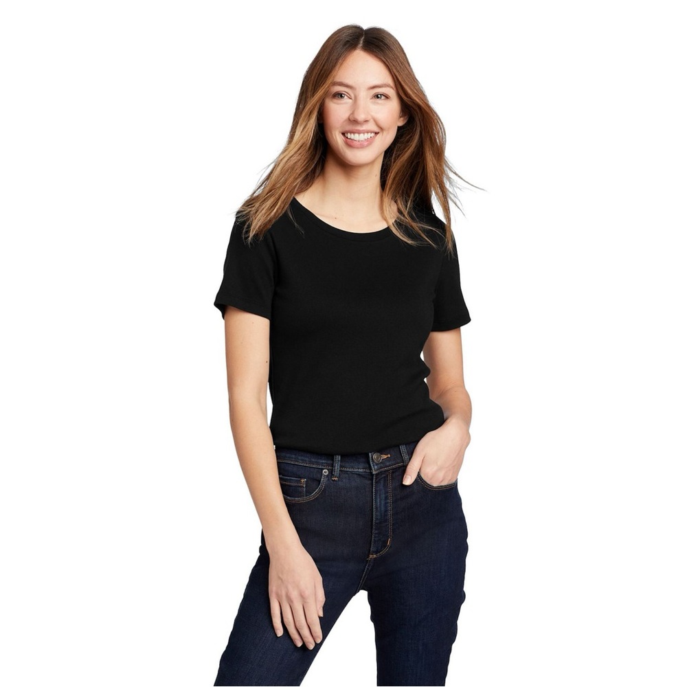 Eddie Bauer Classic Black Short Sleeve Tee Basic Soft T-Shirt - Size XL